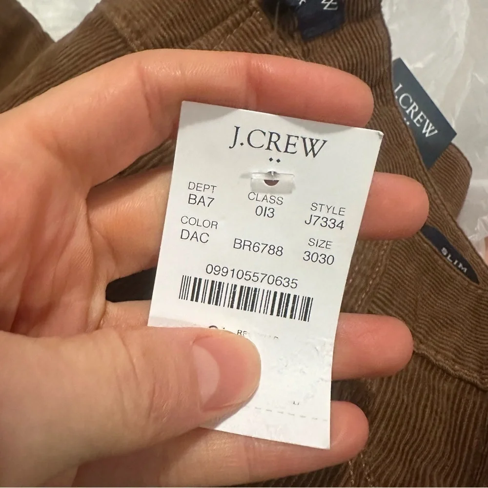 J crew dark acorn Slim-fit flex corduroy pant